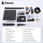 DASAN Tub Shower Faucets Sets Complete Matte Black Bathtub Shower System with Waterfall Tub Spout, Bathtub Faucet Set Tub and Shower Faucet Combo Trim Kit with Valve
