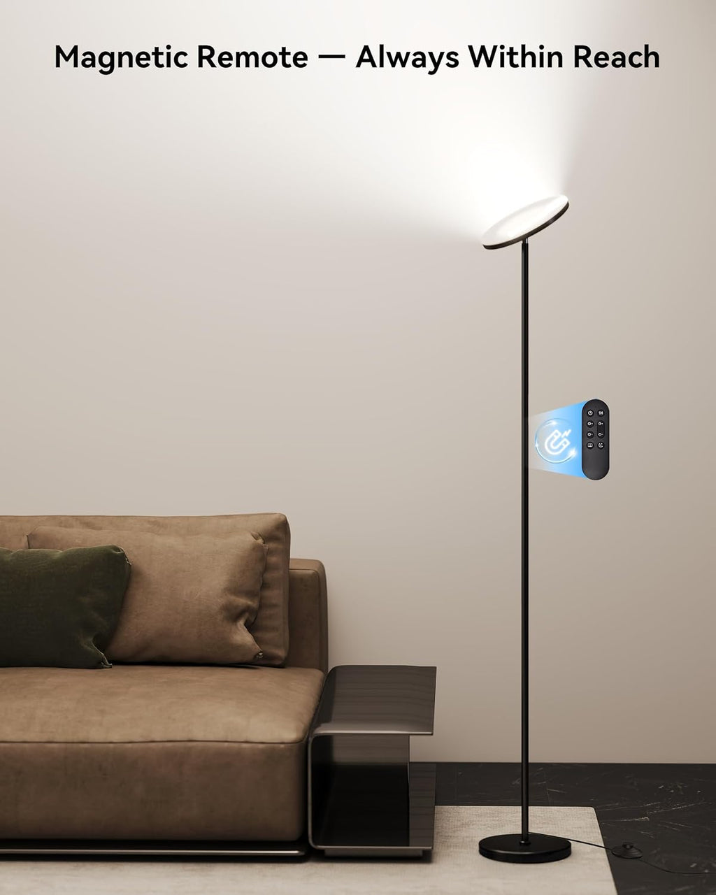 JOOFO LED Floor Lamp for Living Room, Torchiere Lamp with Compact Remote