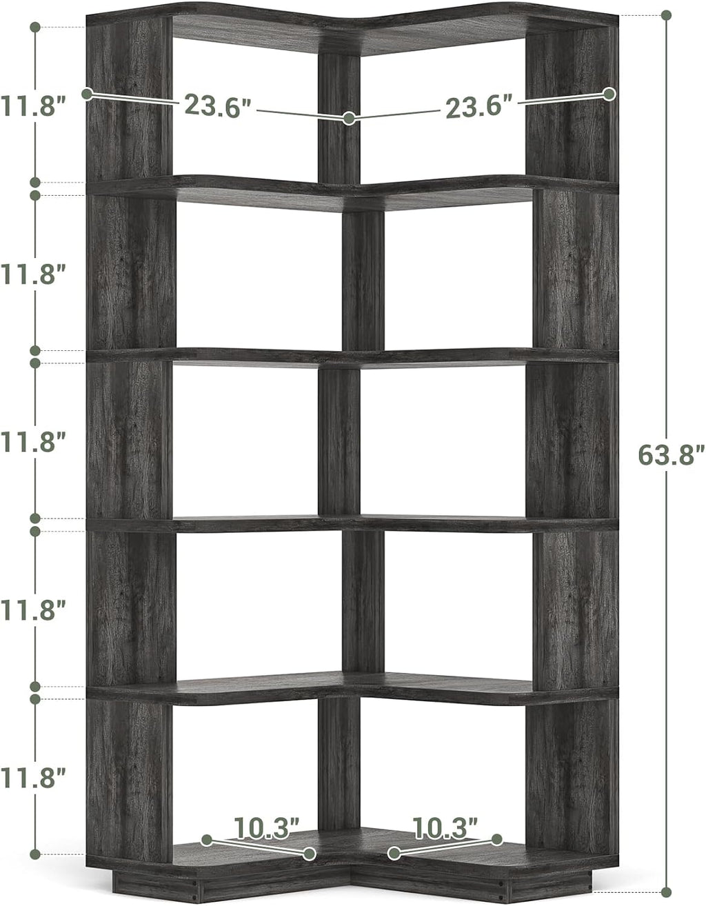 Armocity Corner Book Shelf, 6-Shelf L Shaped Corner Bookshelf with Baffle