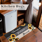 Sunflower Kitchen Mat Set of 3, Kitchen Decor and Accessories(Black White)