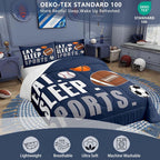 Feelyou Football Comforter Set Twin Size Kids Basketball Baseball Soccer Comforter for Boys Girls Sports Theme Bedding Set Breathable Soft Navy Blue Duvet Quilted Ball Game Room Decor