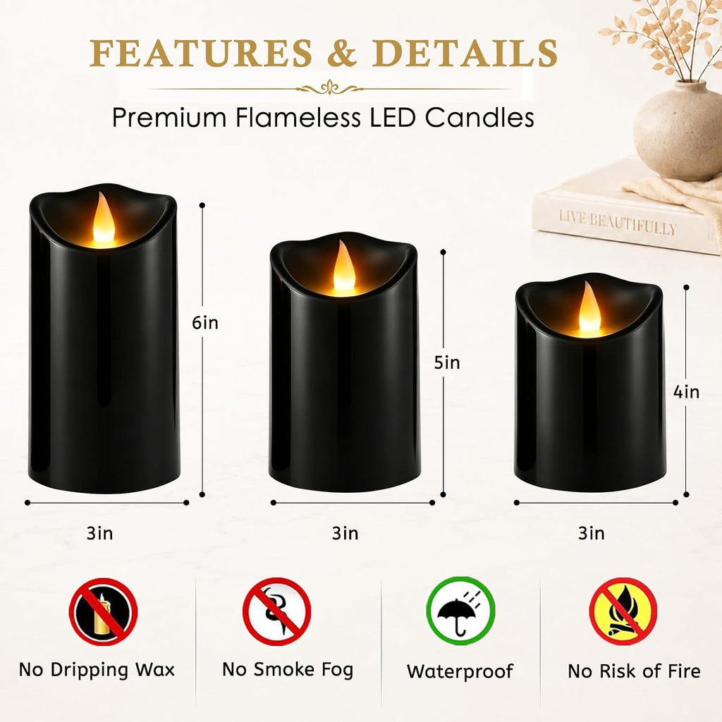 antizer Flameless Candles 9 Pack Outdoor Battery Candles with Remote Timer