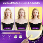 30X Magnifying Makeup Mirror with Lights, Height Adjustable Double Sided Vanity Mirror, 360° Rotation Cosmetic Mirror for Desk Bathroom - Black