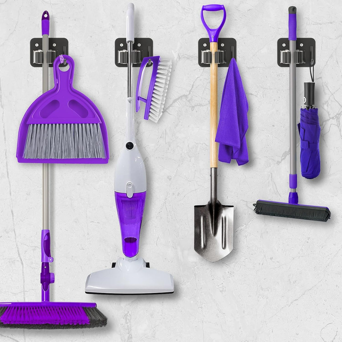 Broom Holder Wall Mount Rack, 304 Stainless Steel Mop and Tool Organizer