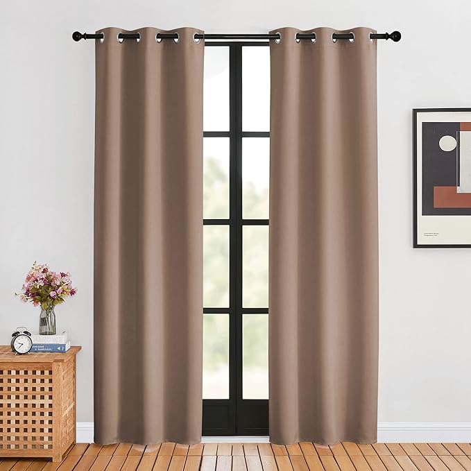 NICETOWN Blackout Window Curtains 80 inch Long, 2 Panels, 34 inch, Cappuccino by NICETOWN