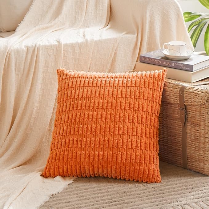 Fancy Homi 4 Packs Orange Fall Decorative Throw Pillow Covers 20x20 Inch - Image 2