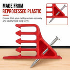 50 Pcs Cable Stacker Wire Staples, Plastic Clips with Nail, Red