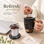 AmorArc Tea Cup With Infuser and Lid, 18oz Loose Leaf Tea Mug With Steeper