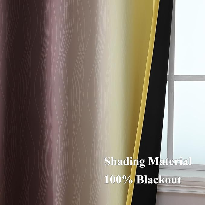 Estelar Textiler Brown and Yellow Gradient Blackout Curtains - Image 5