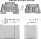 Simple Houseware Expandable Kitchen Drawer Flatware Organizer, Gray