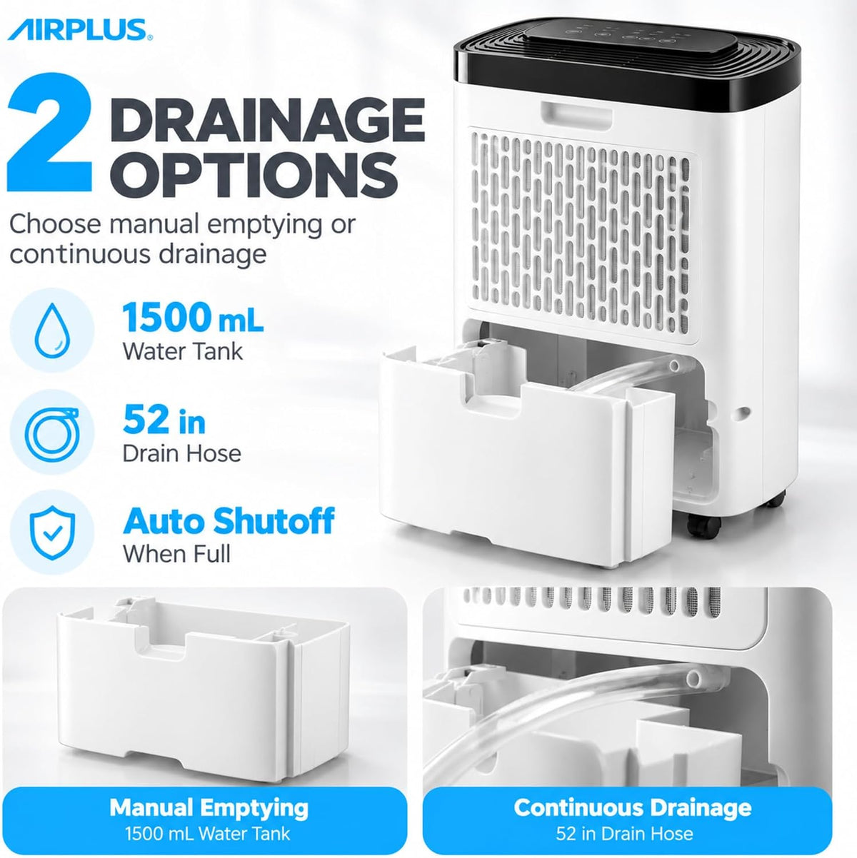 AIRPLUS Max 30 Pint Tall Dehumidifier for Home Bedroom up to 1500 Sq Ft