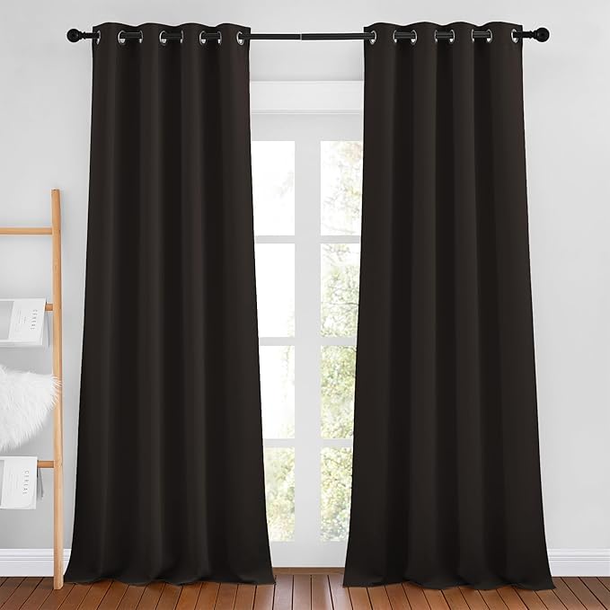 NICETOWN Toffee Brown Room Darkening 102 inch Curtains, Grommet Thermal by NICETOWN