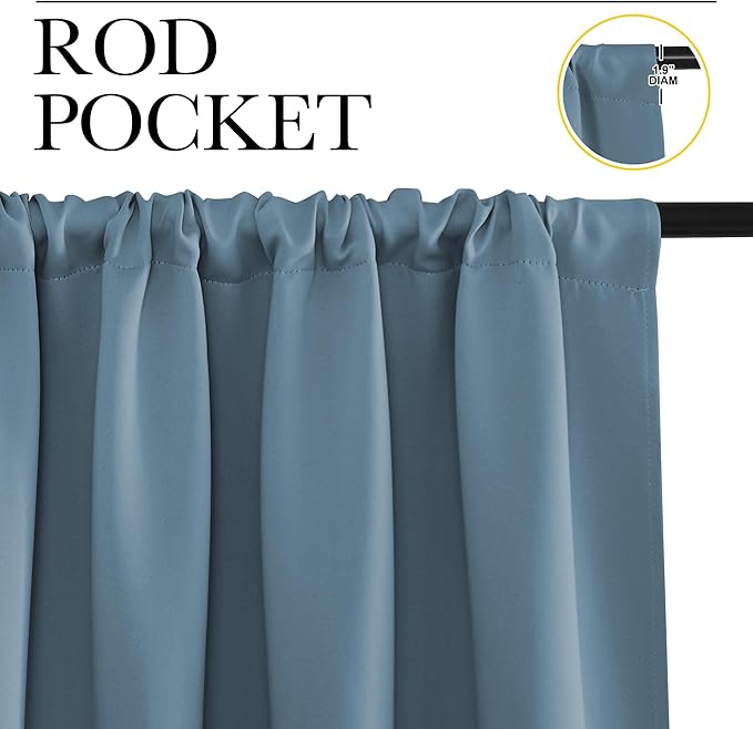 NICETOWN 2 Panels Blackout Curtains, Rod Pocket Thermal Insulated Curtains - Image 2
