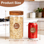 CONNOO 40oz Airtight Glass Storage Containers with Wood Lids (3-Pack)