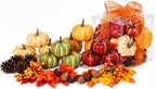 30Pcs Artificial Pumpkins Set, Assorted Fall Fake Pumpkins Acorns Pine Cones Berries Maple Leaves, Fall Decor for Halloween Thanksgiving Home Mantel Tabletop
