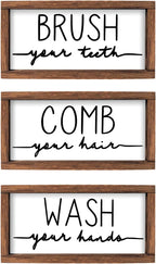 LIBWYS 3 Pcs Bathroom Sign Rustic Wood Farmhouse Bathroom Wall Decor