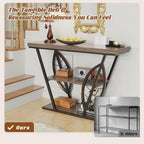 HavenlyYouth Leaf Design Console Table for Entryway, 3-Tier Storage, 30mm Thick Industrial Metal Frame, Easy-to-Assemble Narrow Accent Table, Space-Saving for Hallway, Entrance, Foyer.Gray