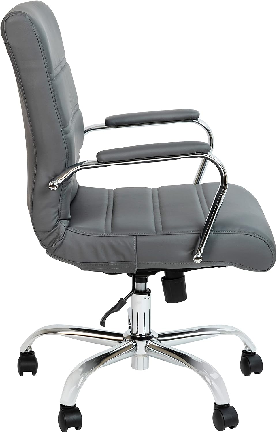 Flash Furniture Mid-Back LeatherSoft Executive Office Chair, Gray/Chrome