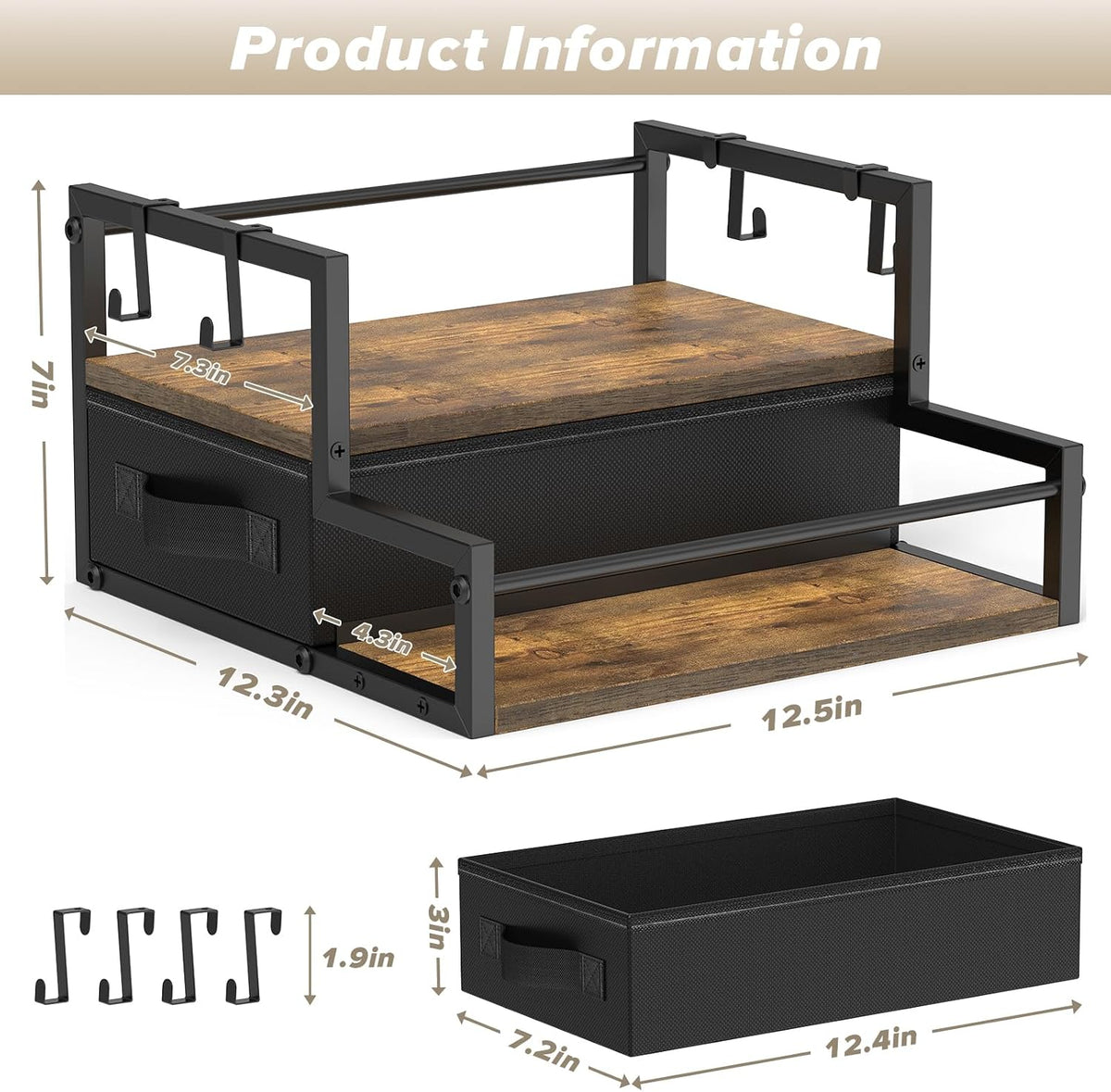 Coffee Syrup Organizer for Countertop, 2-Tier Coffee Bar Organizer