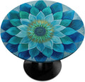 Pardick Teal Flower Round Fitted Tablecloth Mandala Floral Round Table Cover with Elastic Waterproof Wipeable Circle Outdoor Table Cloths for Party Patio Kitchen Decor Fit 40"-44" Tables Pad