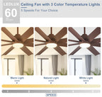 Farmhouse Ceiling Fan with Remote: Large Ceiling Fans 8 Blades 5-Speed Reversible DC Motor -60 Inch Ceiling Fans with Light for Big Indoor Outdoor Covered Patio