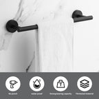 Towel Bar Set Mattel Black, Bathroom Accessories Set 5pcs Including 16'' Tower Bar, Towel Ring and 2 PCS Towel Hooks