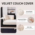 Velvet Couch Cover, Washable Sectional Sofa Cover, Anti Slip Sofa Slipcovers - Image 2