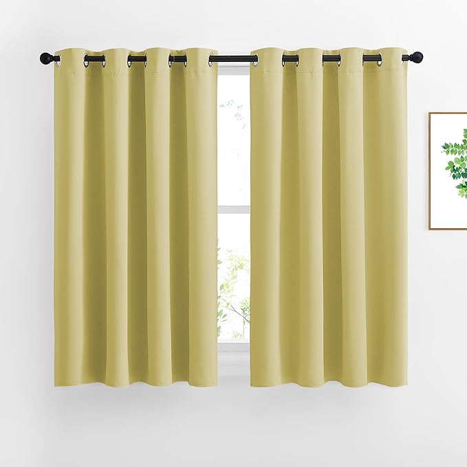 NICETOWN Paler Yellow Room Darkening Short Curtains by NICETOWN