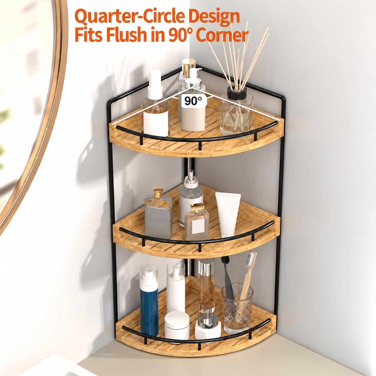 Dorhors Corner Bathroom Organizer Countertop,Vanity Counter Storage Shelf