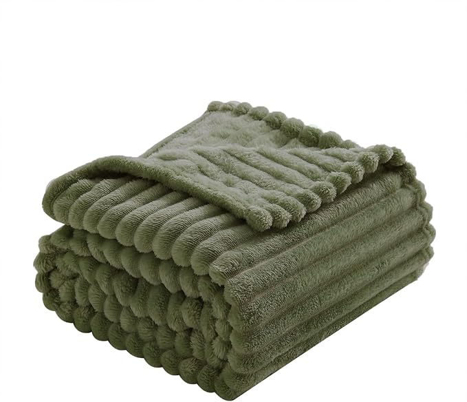 Olive Green Fleece Throw Blanket 50”×60” - Image 5