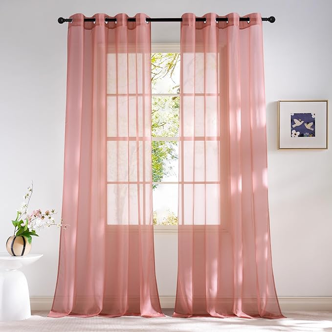 NICETOWN Coral Pink Sheer Window Curtains by NICETOWN