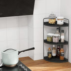 Fixwal 3 Tier Corner Bathroom Countertop Organizer Vanity Wood Shelf Black