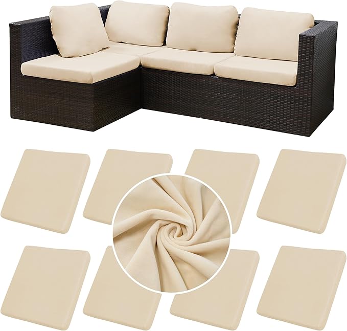 8Pcs Stretch Velvet Patio Cushion Cover, by BIETYONE