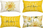 AVOIN colorlife Home Sweet Home Spring Summer Flowers Yellow Throw Pillow Covers by AVOINcolorlife