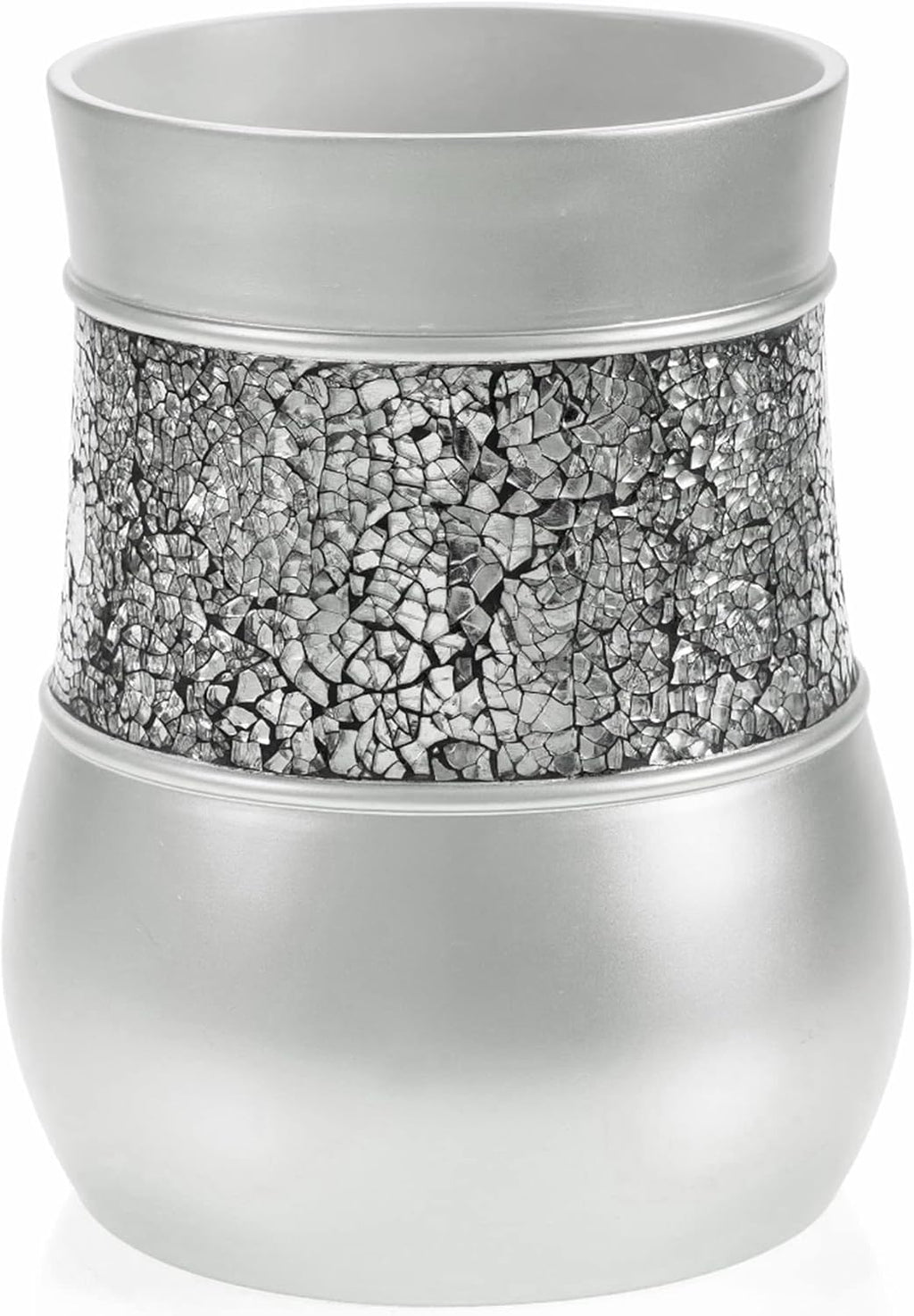 Creative Scents Crackled Glass 6 Pc. Silver Resin Bathroom Accessories Set