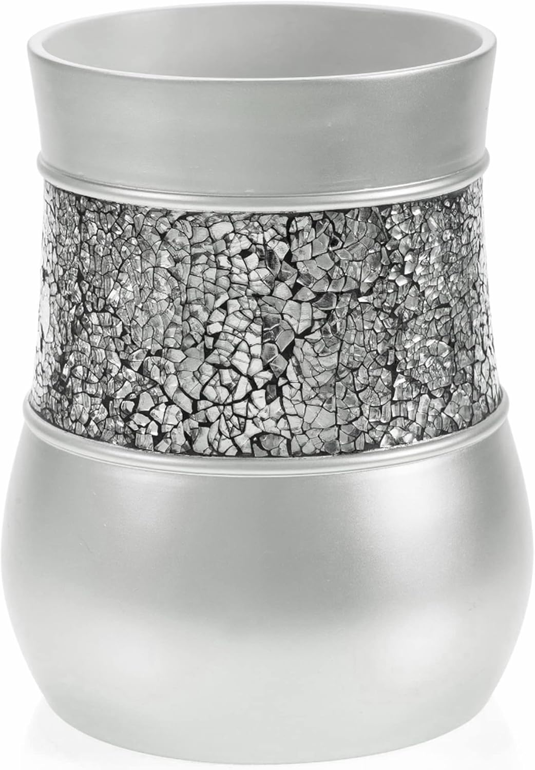Creative Scents Crackled Glass 6 Pc. Silver Resin Bathroom Accessories Set