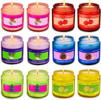 12 Pack Candles for Home Scented, Colored Frosted Jar Aromatherapy Candle Gifts for Women, Natural Soy Wax Candle Set, Scented Candles Set for Birthday Valentine Mother's Christmas Day Present