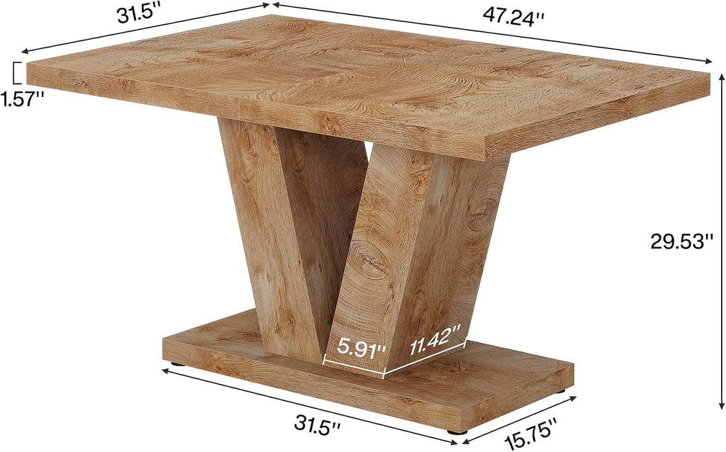 Tribesigns 47-Inch Dining Table for 4, Light Oak Brown Kitchen Dinner Furniture with Heavy Duty Pedestal, Farmhouse Wooden Eating Desk for Home, Dining Room, Small Space