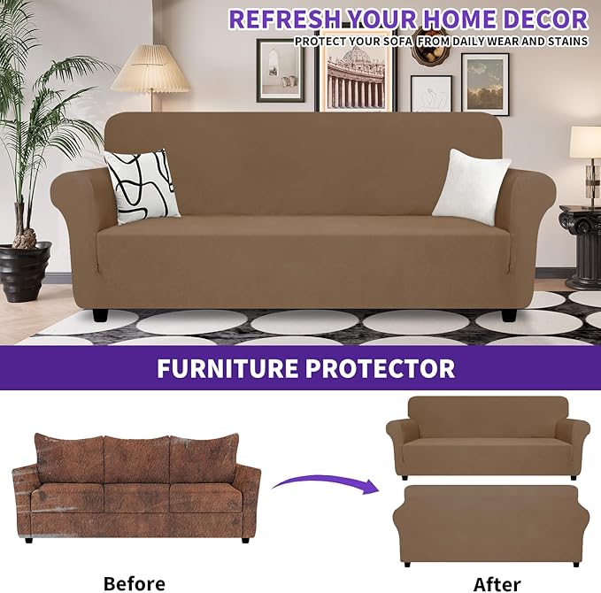 ZNSAYOTX Oversized Super Stretch Couch Cover, New Striped Sofa Covers - Image 2
