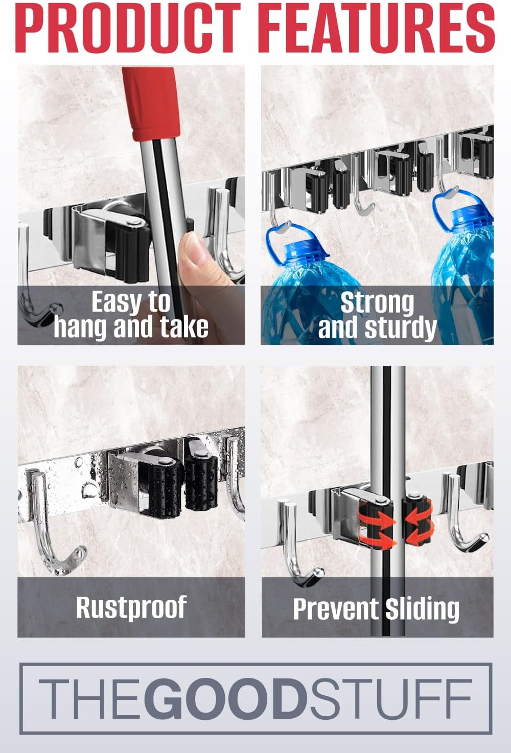 Mop and Broom Holder - Clear Cleaning Clutter and Reclaim Your Space