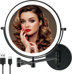 8" Wall Mounted Lighted Makeup Mirror, 1X/10X, Gold
