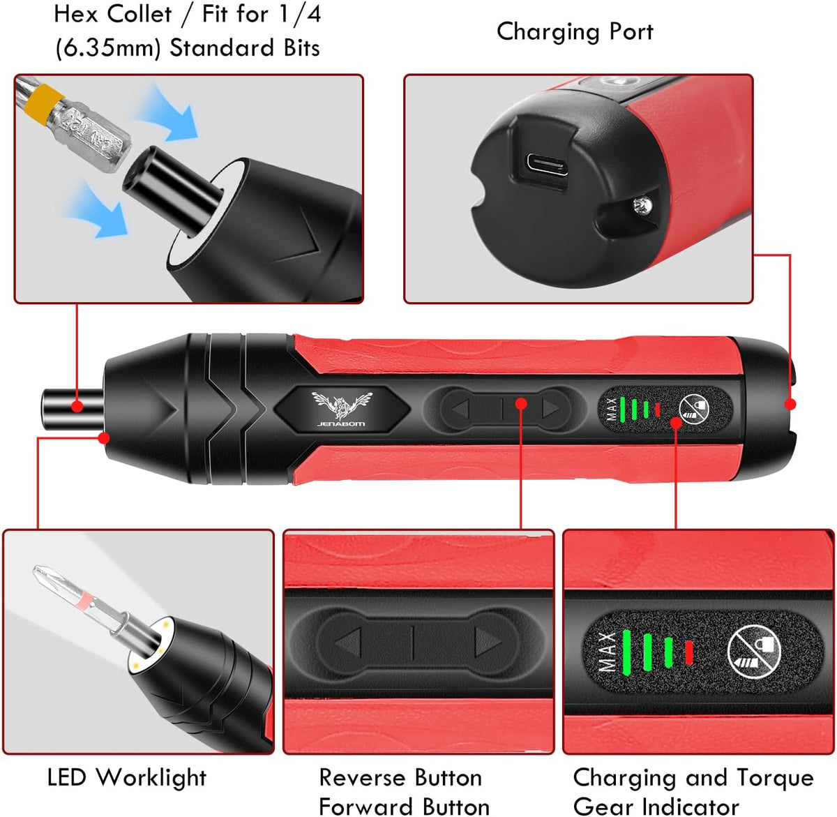 3.6V Electric Screwdriver Rechargeable, Cordless Screwdriver