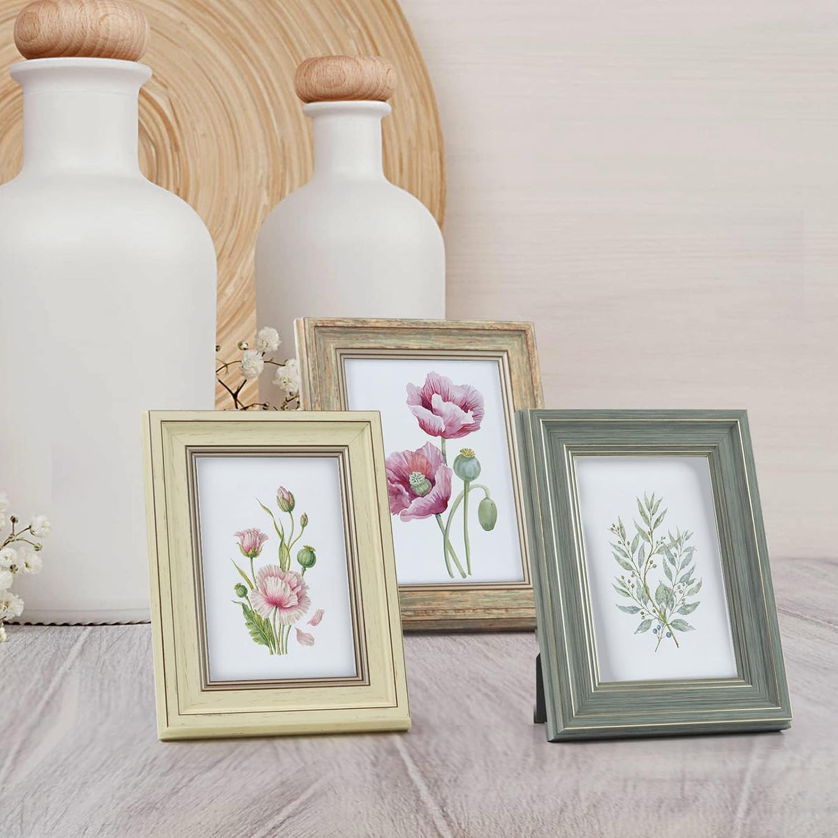 3 Pack 5x7 Picture Frames,Farmhouse Rustic Vintage Photo Frame(Multicolor)