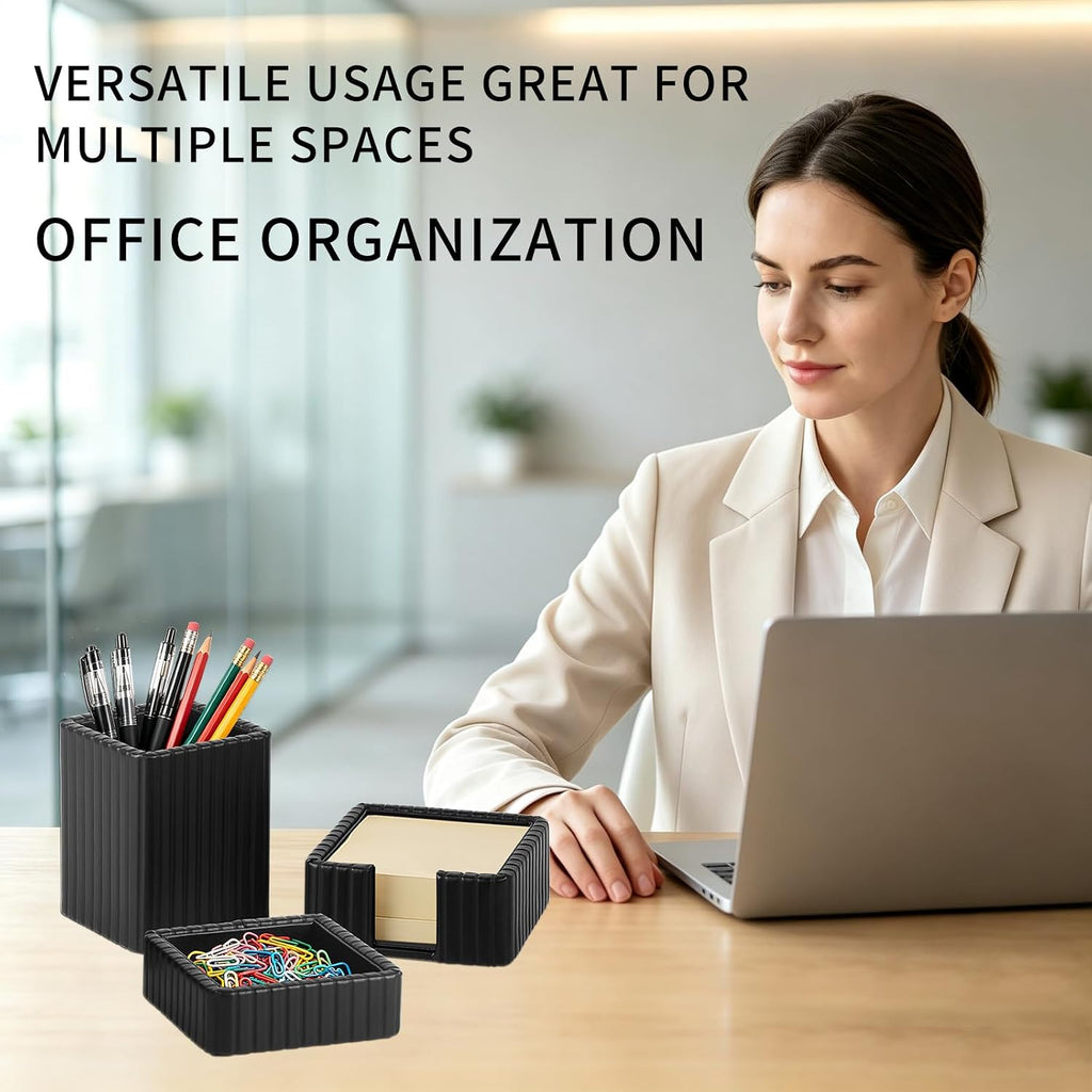 3 Pack Desk Organizer Set of Pen Holder,Paperclip Storage Sticky Note Holde