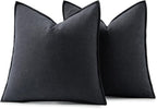 MIULEE Decorative Linen Pillow Covers 18x18 Inch Dark Gray ​Boho Farmhouse​ - Image 6