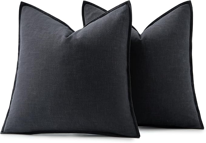 MIULEE Decorative Linen Euro Sham Pillow Covers 24x24 Dark Gray ​Boho - Image 6