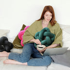 Star Knot Pillow Emerald Green Soft Plush Throw Pillow for Couch Bed