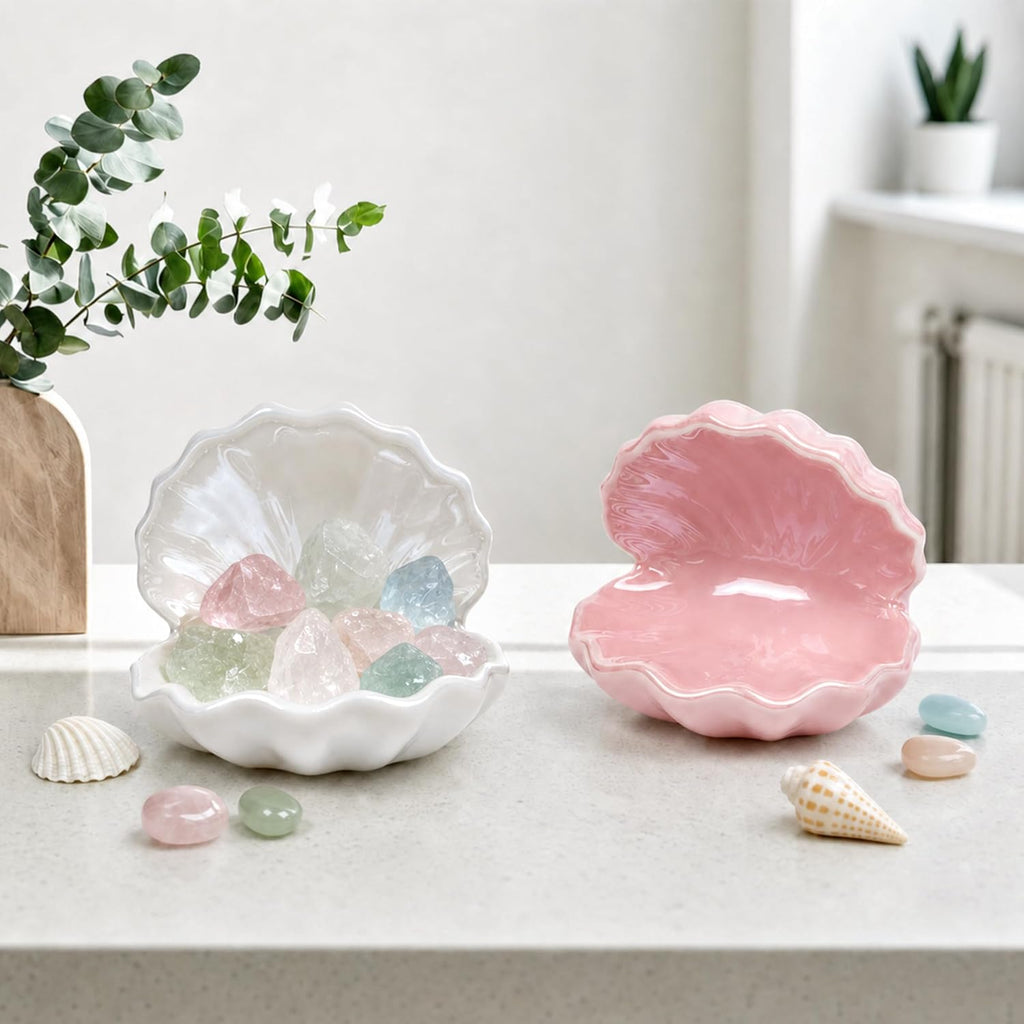 Pink Seashell Jewelry Dish, Ceramic Ring Holder, Coastal Pink Room Decor