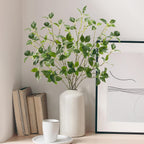 Artificial Plants Greenery Eucalyptus Stems Branches Plant for Home Decor，Faux Rustic Ficus Leaf Floral for Indoor Table Bathroom Bedroom Kitchen Decoration,Real Plastic Eucalytus Wedding Dcor（4PCS)