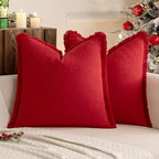 MIULEE Decorative Throw Pillow Covers Neutral Linen Fringe Throw Pillows Set of - Image 8